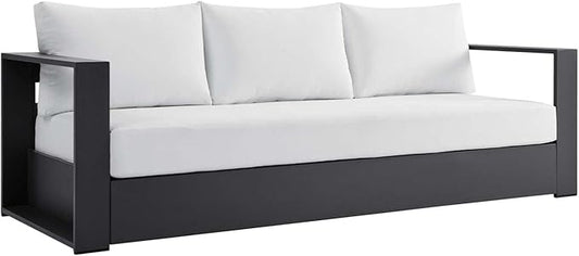 Modway Tahoe Aluminum Outdoor Patio Sofa in Gray White
