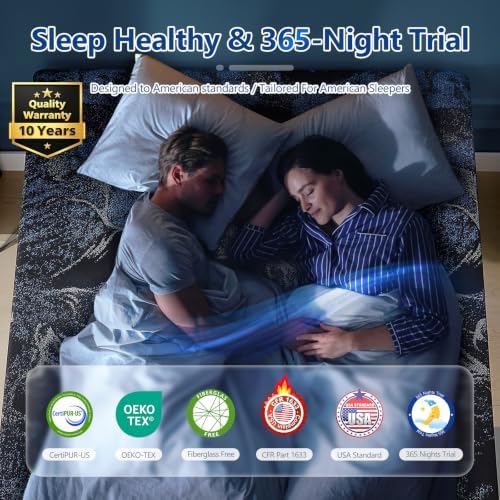 Luxury Upgraded 16 Inch Queen Mattress, Cooling Gel Queen Memory Foam Mattress In a Box with 7-Zone Support for Cool Night & Back pain Relief, 365-Night Trial, Washable IceSilk Cover, Medium Firm