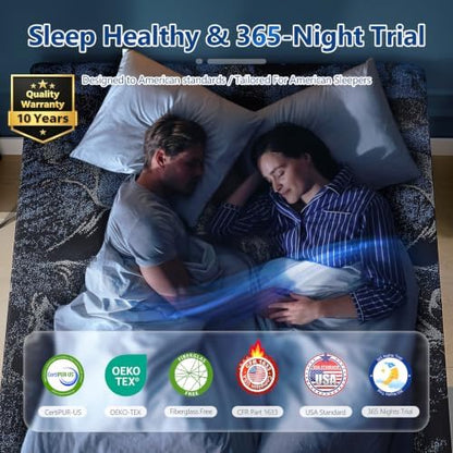 Luxury Upgraded 16 Inch Queen Mattress, Cooling Gel Queen Memory Foam Mattress In a Box with 7-Zone Support for Cool Night & Back pain Relief, 365-Night Trial, Washable IceSilk Cover, Medium Firm