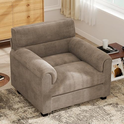 Bonzy Home Modern Accent Chair, Living Room Reading Chair, Corduroy, Brown