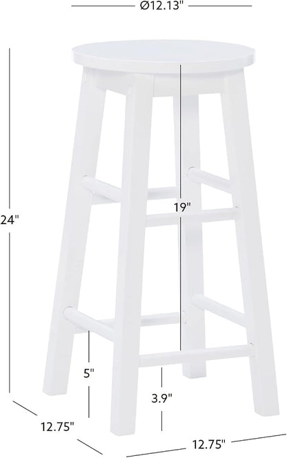 Linon Zeke White 24" Counter Stool with Round Seat