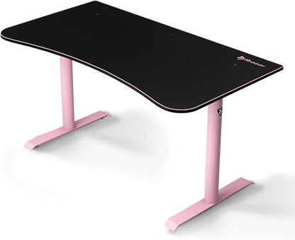 Arozzi Arena Medium Gamer Desk - 55x30” Steel Frame PC Gaming Desk with Storage for Cables & Dual-Monitor Support - Full-Surface Washable Mousepad - Pink