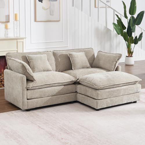Tmsan 76.7" L Shape Loveseat Sectional Couch, 2 Seater Cloud Modular Sofa