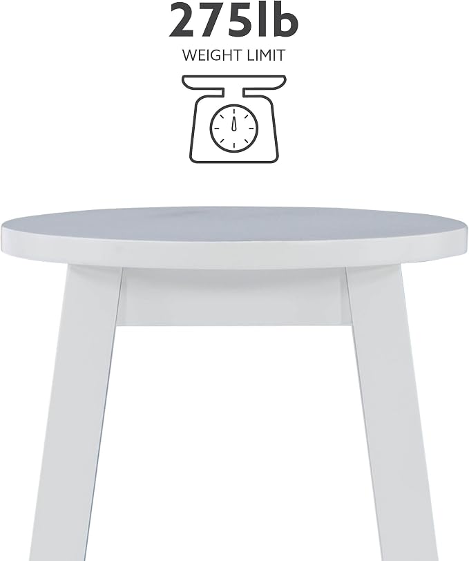 Linon Zeke White 24" Counter Stool with Round Seat