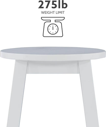 Linon Zeke White 24" Counter Stool with Round Seat