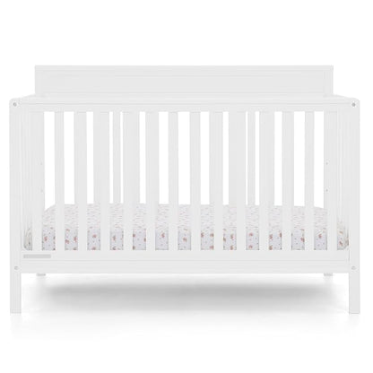 Delta Children Isabelle 6-in-1 Convertible Crib, Converts to Toddler Bed, Daybed, Sofa & Full Bed with/Without Footbaord, Greenguard Gold Certified, Mattress Heights, Bianca White