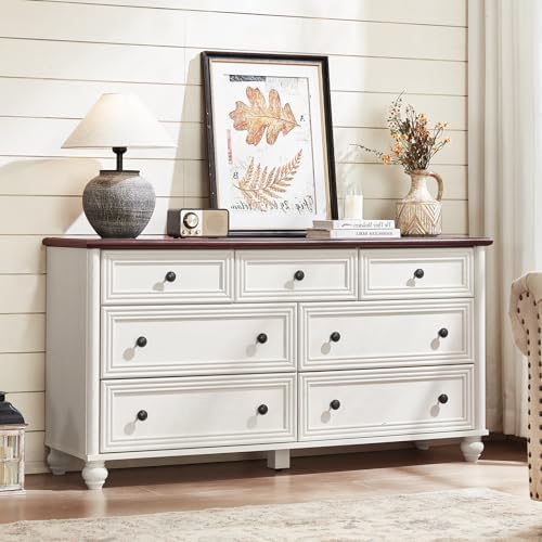 RWYHG 54" Dresser for Bedroom, Farmhouse 7 Drawers Dressers with Gourd Legs