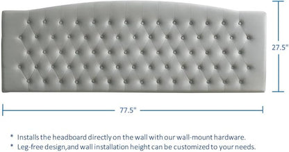 24KF Upholstered Tufted Button Velvet Wall Mounted Headboard,Comfortable Fashional Headboard King/CA King Size, 6058-K-Gray