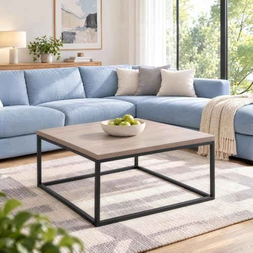 30" Square Coffee Table / Center Table, Grey Wash Oak