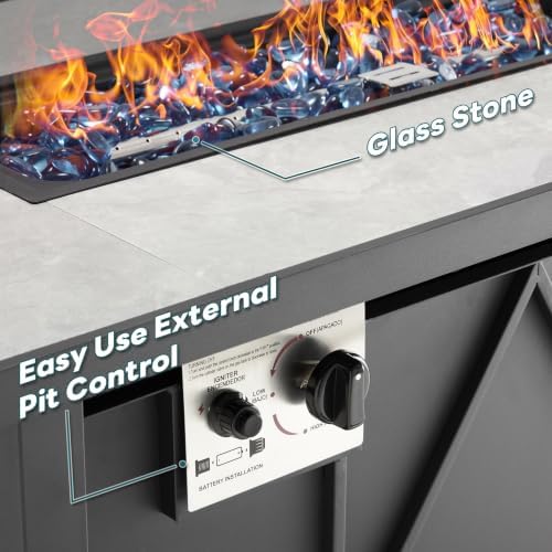 OLIXIS 43 Inch Propane Fire Pit Table, 50,000 BTU Outdoor Gas Fire Table