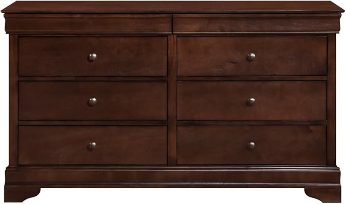 MASARA 4-Piece Louis Philippe Style Sleigh Queen Bedroom Set in Dark Cherry Finish