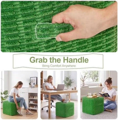 Hobestluk Pouf Ottoman Foot Rest Stool Under Desk Square16 Inch Green