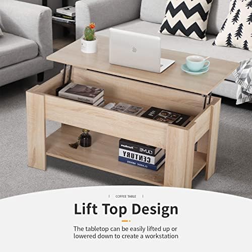 FDW | 39" Lift Top Coffee Table | Gray | with Hidden Storage