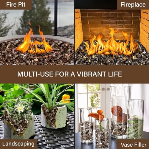 NUPICK 20 Pound Fire Glass, 1/4 Inch Reflective Fire Pit Glass