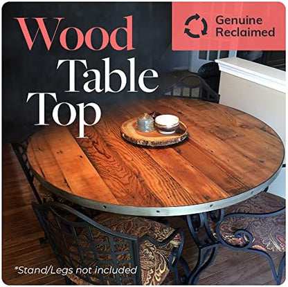 Reclaimed Wood Table Top - Rustic Recycled Wooden Piece Perfect for Signs, Kitchens, Dining and Coffee Table Tops (Reclaimed Wood Table Top with Metal Edge, 36" Round)