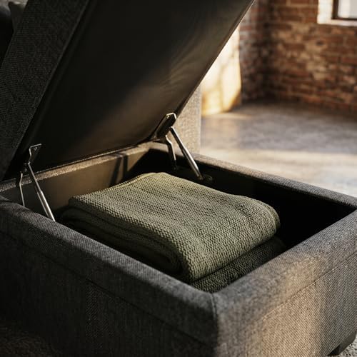Convertible Sofa Bed, L Shape Sleeper Sofa with Reversible Storage Chaise, Tufted Fabric Sectional Sleeper Sofa with Pull Out Bed for Small Space, Living Room, Apartment, Charcoal Black