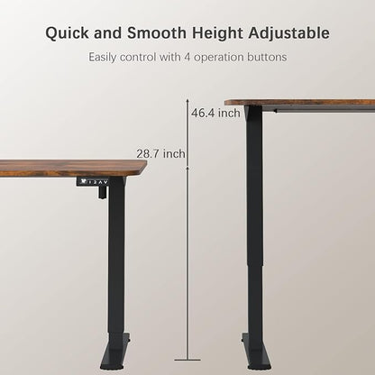 Furmax Electric Height Adjustable Standing Desk Large 40 x 24 Inches Sit Stand up Desk Home Office Computer Desk Memory Preset with T-Shaped Metal Bracke, Brown