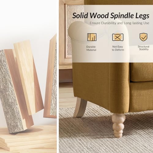 HULALA HOME 50.5" Farmhouse Loveseat Sofa, 2 Seater Sofa, Golden