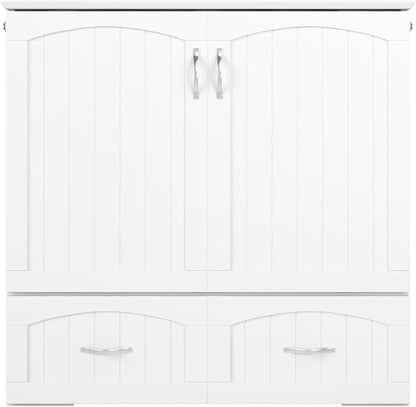 AFI, Southampton Murphy Bed Chest Twin XL with 6" Mattress, Storage Drawer & Built-in USB Charger, White