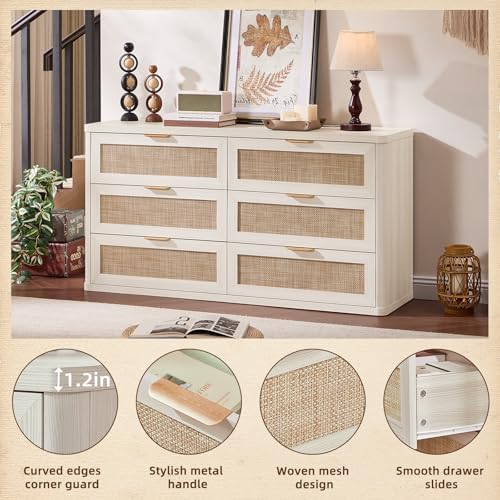 LEYAOYAO Rattan Dresser for Bedroom, 54'' Drawers Dressers