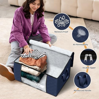 8 Pack Storage Bags for Clothes Blanket Storage Bins with Lids