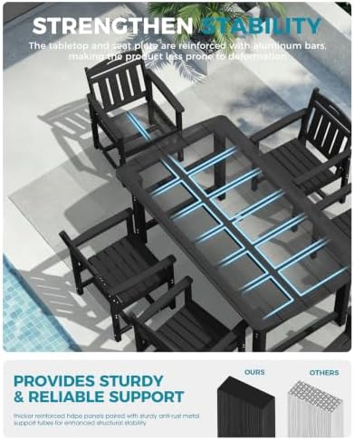 Ciokea HDPE Outdoor Patio Dining Chairs, All-Weather Furniture, Black