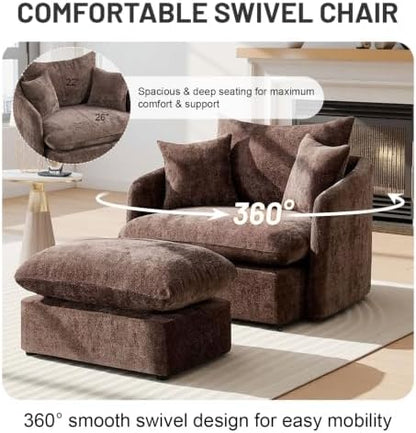 Oversized Swivel Accent Chair Set of 2 for Living Room Office