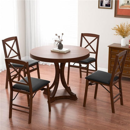 Folding Dining Chairs, Foldable Chairs with Padded Seat for Kitchen/Dining/Living Room, Rubber Wood, X Back, 4 Pack