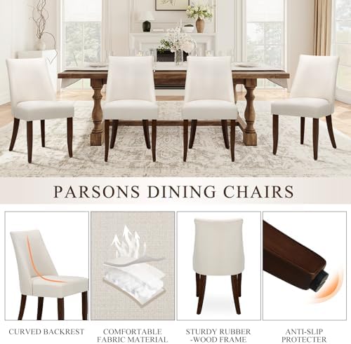 COLAMY Upholstered Modern Dining Room Chairs Set of 4, Beige