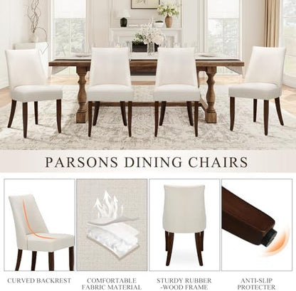 COLAMY Upholstered Modern Dining Room Chairs Set of 4, Beige