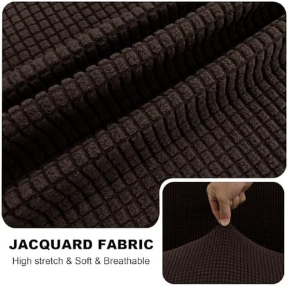 UNBBRRL Seat Cushion Cover and Back Covers for Corner Sofa Stretch Jacquard, Non Slip L Shaped Sofa Slipcover with Storage Ottoman, Sectional Couch Cover for Chaise Lounge (Red Cafe,31 x 59 x 6”)