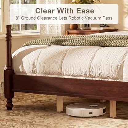 Merax Queen Size Vintage Wood Spindle Post Bed with Headboard