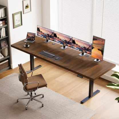 OffiGo 79 Inch Executive Electric Standing Desk Height Adjustable, Walnut