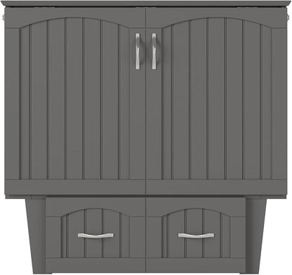 AFI, Nantucket Twin Murphy Bed Chest with Mattress, Storage Drawer and Built-In USB Charger, Grey