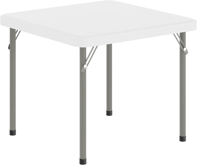 Flash Furniture Paige 24x24 Kids Folding Table with Locking Legs, Commercial Grade Table Recommended for Ages 2-4 in Granite White
