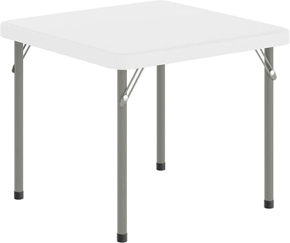 Flash Furniture Paige 24x24 Kids Folding Table with Locking Legs, Commercial Grade Table Recommended for Ages 2-4 in Granite White