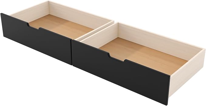 Twin&Full Over Full Triple Bunk Bed with Desk and Storage Drawers & LED,Charging Station,Solid Wood L-Shaped 3 Gaming Bunk Bed with Ladder,Guardrail,No Box Spring Needed (Black,Twin & Full Over Full)
