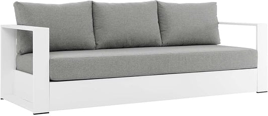 Modway Tahoe Aluminum Outdoor Patio Sofa in White Gray