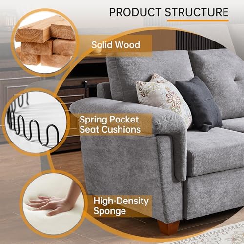 108'' L Shape Sectional Sofa, 4 Seat Fabric Couch for Living Room