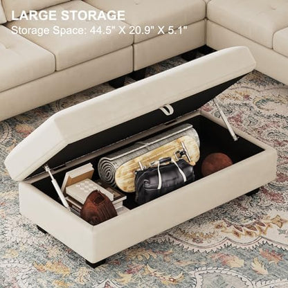 Belffin Modular U Shaped Sectional Couch with Storage Ottoman Velvet Modular Sectional Sofa 8-Seater Sofa with Reversible Chaises Beige