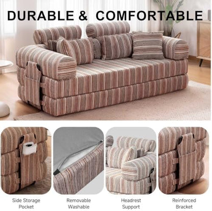 79" Convertible Sofa Bed,High Backrest Boneless Couch for Living Room