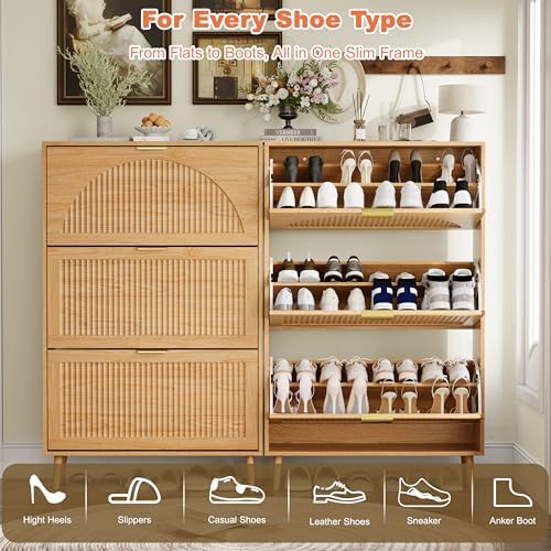 Shoe Cabinet Organizer with 3 Flip Drawers,Entryway Shoe Storage Cabinet