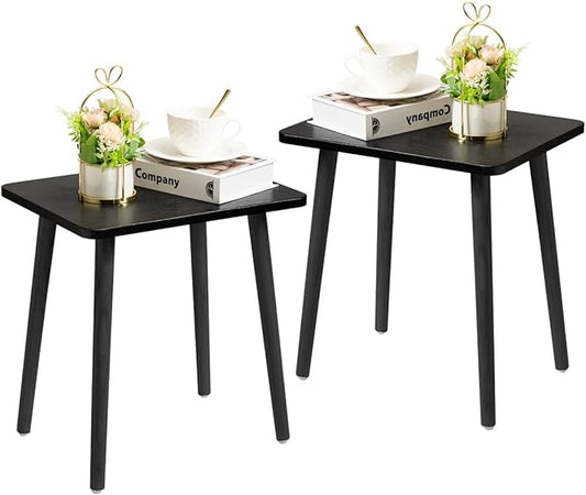 FORAOFUR Black End Tables Set of 2, Modern Boho End Table for Living Room Bedroom, Small Side Table for Small Spaces with Stable Structure, Easy Assembly | 2 Pack Minimalist black finish, wood legs, fits sofa/bedroom/living, compact, lightweight, easy ...