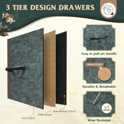WLIVE Tall Dresser for Bedroom, 9 Drawer Chest of Drawers, Vintage Green