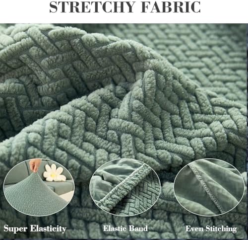 Sofa Covers Couch Covers for Sofa Pet Friendly Couch Cushion Covers Universal Sofa Covers Washable Stretch Slipcovers for Sectional Sofa (Texture Green,Extra Large Single Seat Cover)