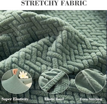 Sofa Covers Couch Covers for Sofa Pet Friendly Couch Cushion Covers Universal Sofa Covers Washable Stretch Slipcovers for Sectional Sofa (Texture Green,Large Single Seat Cover)