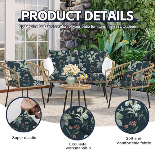 12Pcs Patio Cushion Covers, Outdoor Stretch Cushion Covers, Washable