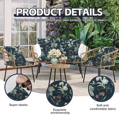 12Pcs Patio Cushion Covers, Outdoor Stretch Cushion Covers, Washable