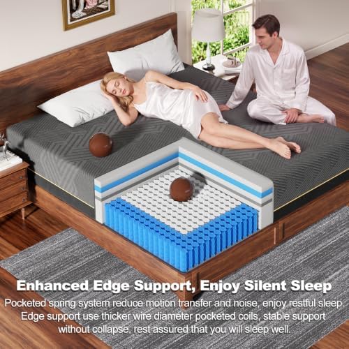 Full Mattress, 12 Inch Full Size Hybrid Mattress with Memory Foam & Pillow Top‑Medium Firm Feel for Motion Isolation, Edge Support, Pressure Relief‑Bed in a Box, CertiPUR‑US Certified