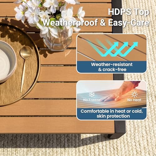 6-Piece Outdoor Patio Furniture Set for All-Weather, Heavy-Duty Metal Outside Furniture with Washable Thick Cushions, Patio Sectional with Coffee Table for Garden, Patio, Deck, Backyard, Grey